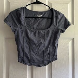 Hollister- Small- Blue corset baby tee